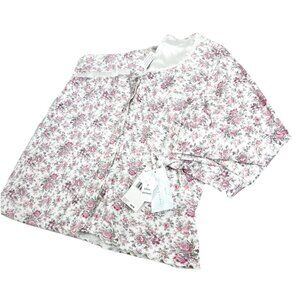 Earth Angels Large Floral Flannel Pajama Set Pink & White ( Shirt/Pants) NWT